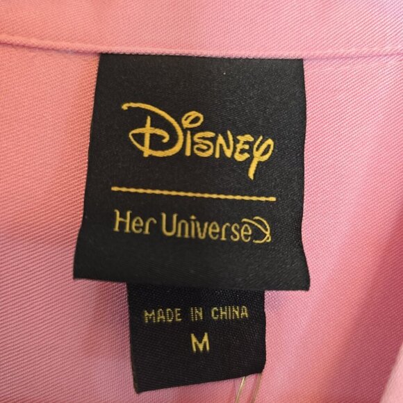 DISNEY X HER UNIVERSE Mulan Traditional Portrait Woven Button Up Shirt Pink Sz M - Picture 8 of 13